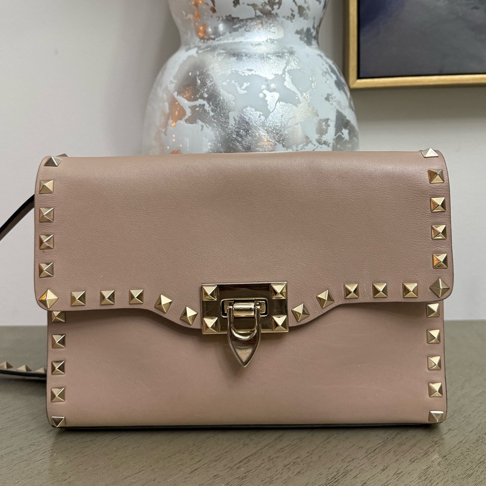 VALENTINO Small Rockstud Grainy Calfskin Crossbody Bag